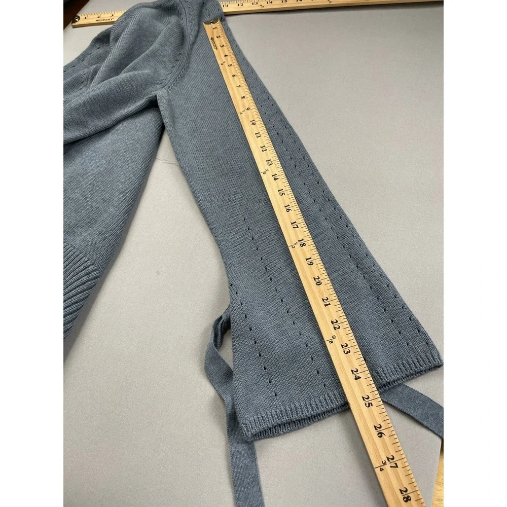 Sundance Women Sweater Medium Fairy‎ Bows Feminine Supima Old Money Wool Blue